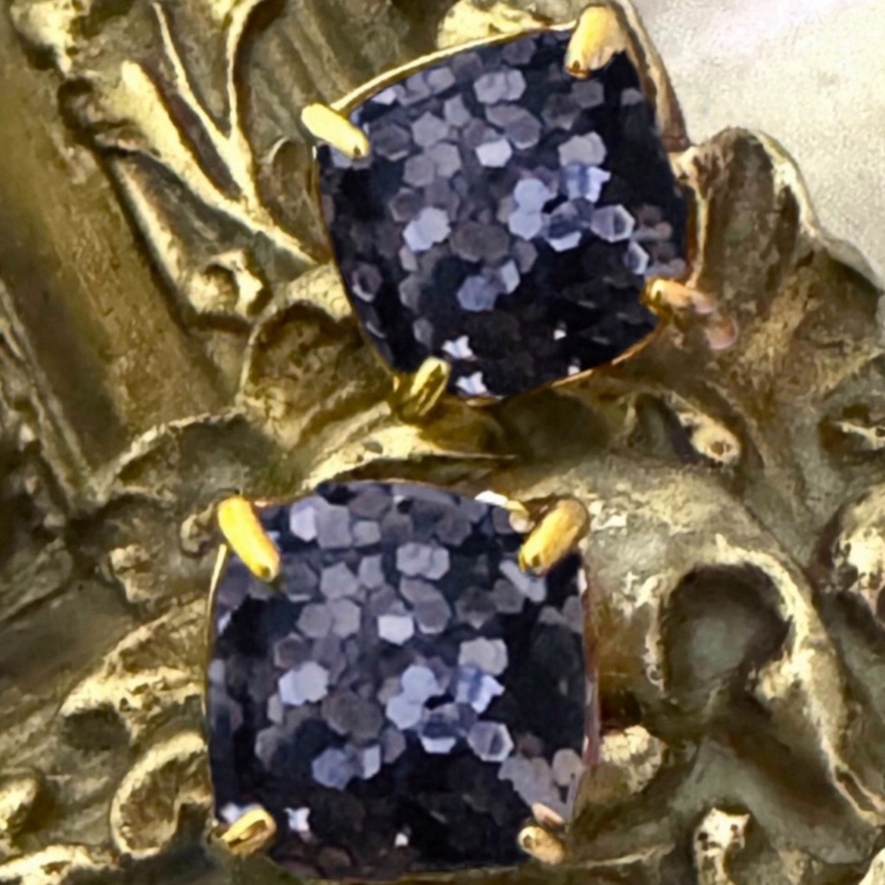 KATE SPADE • Black Squared Away Glitter Earrings